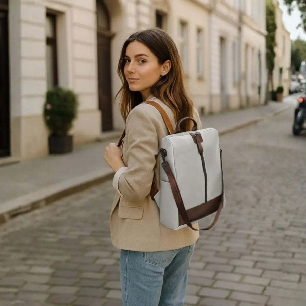 Timeless Aura Women Backpack Handbag - Grey