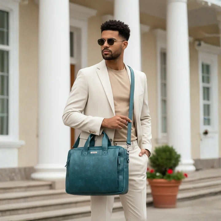 Timeless Urban Laptop Messenger Briefcase Bag - Teal Blue
