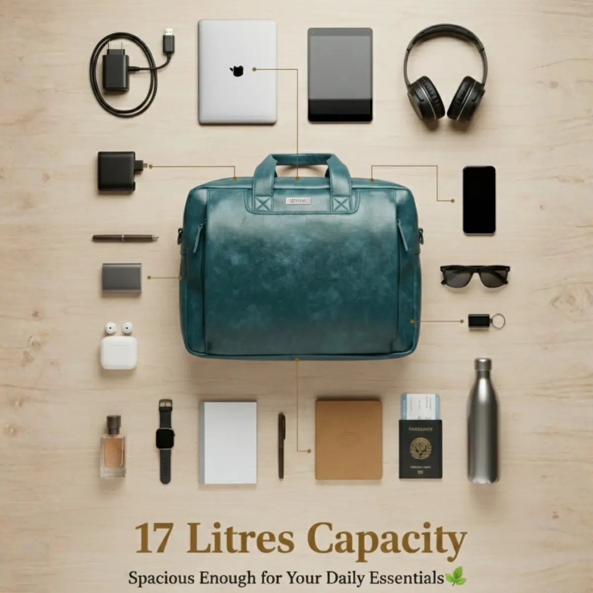 Timeless Urban Laptop Messenger Briefcase Bag - Teal Blue