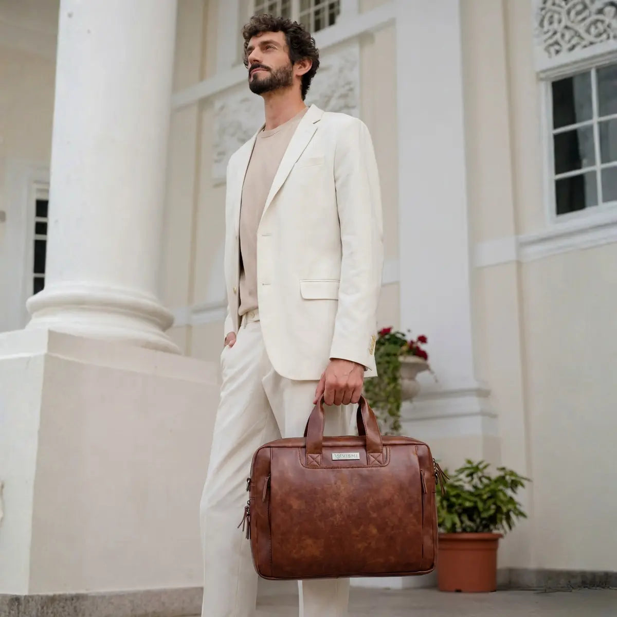 Timeless Urban Laptop Messenger Briefcase Bag - Coffee Brown