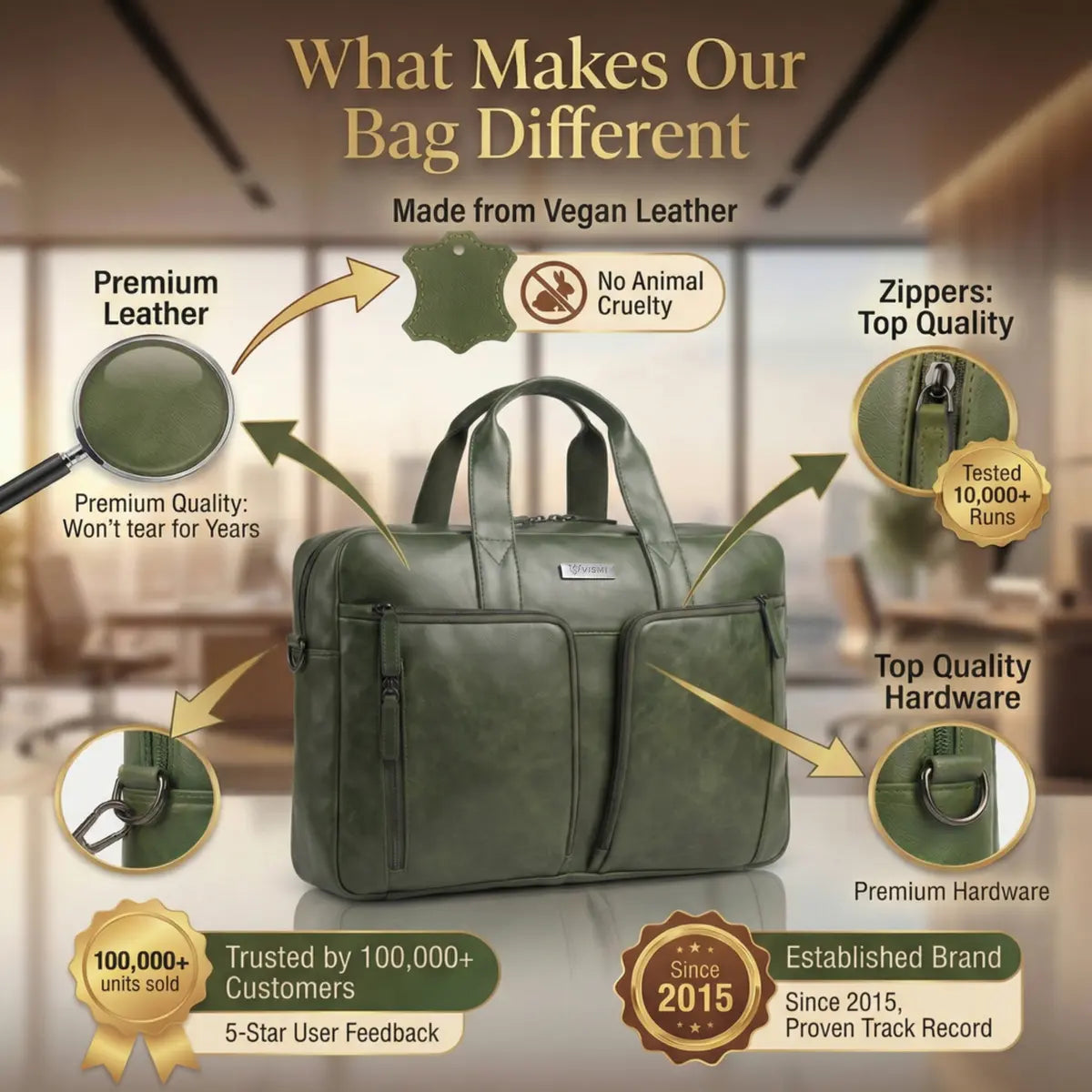 Timeless Orbit Laptop Bag - Olive Green