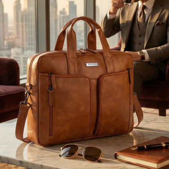 Timeless Orbit Laptop Messenger Bag - Tan