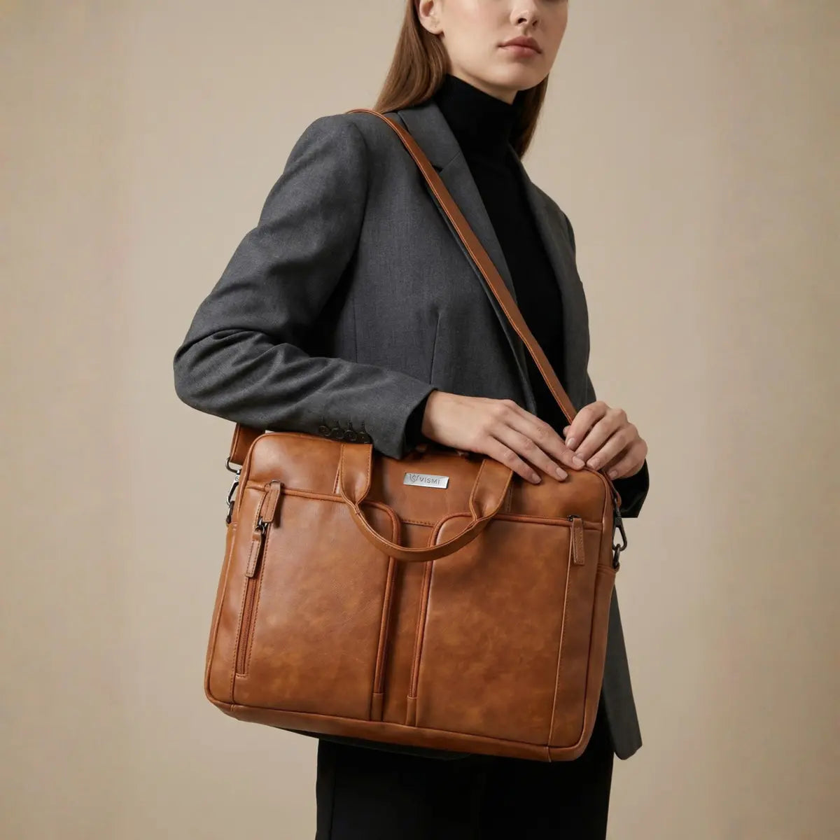 Timeless Orbit Laptop Messenger Bag - Tan