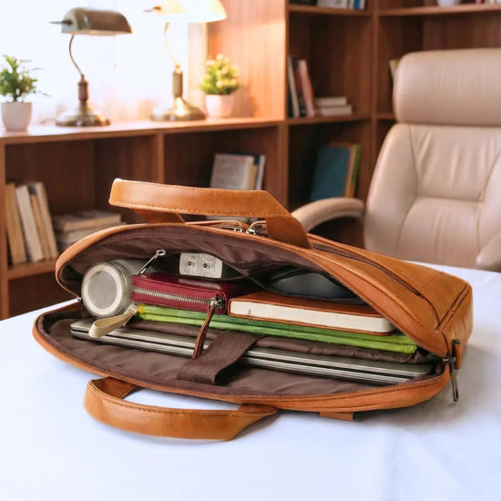 Timeless Monarch Laptop Messenger Bag - Tan