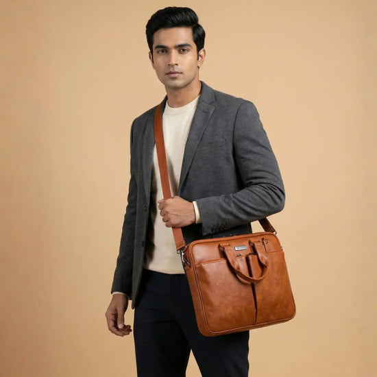 Timeless Monarch Laptop Messenger Bag - Tan