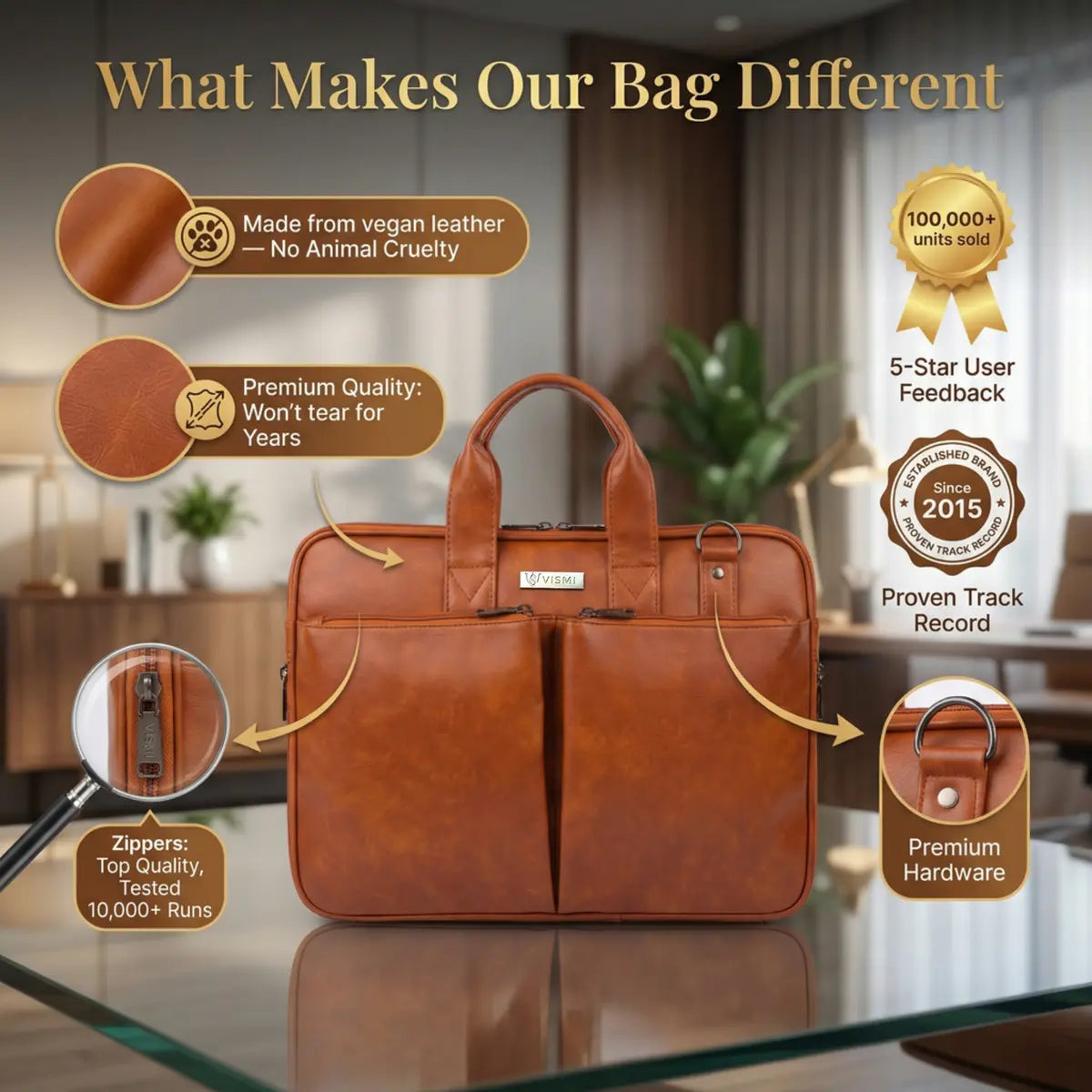 Timeless Monarch Laptop Messenger Bag - Tan