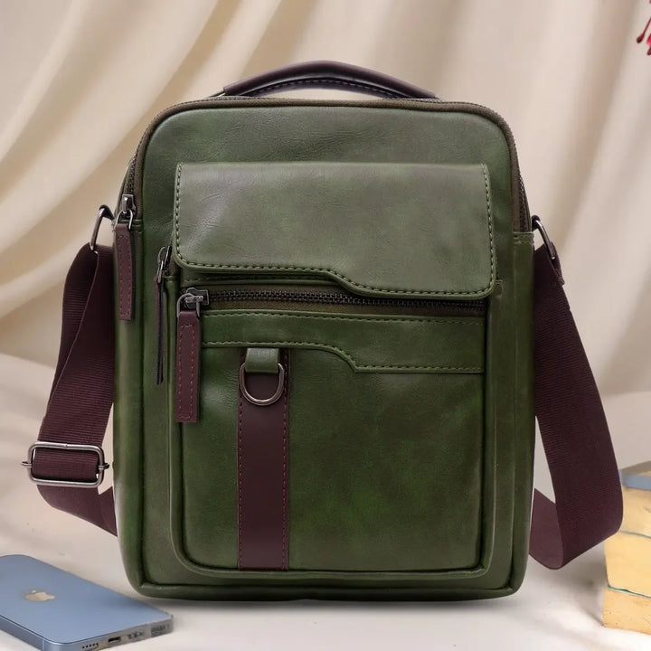 timeless-alpha-messenger-bag-olive-green-front-view