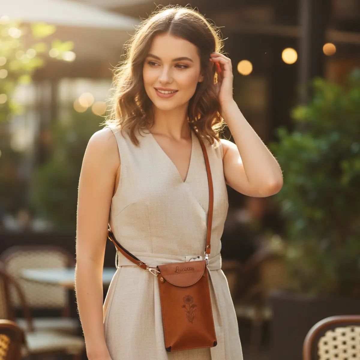 Personalized Vegan Leather Crossbody Phone Bag