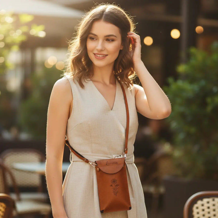 Personalized Vegan Leather Crossbody Phone Bag