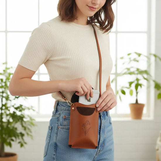 Personalized Vegan Leather Crossbody Phone Bag