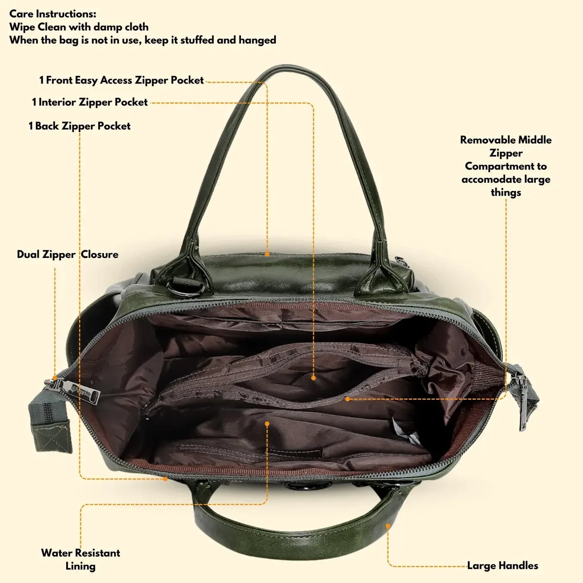 versatile-olive-green-3-in-1-vegan-bag