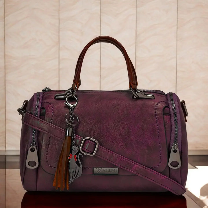 Timeless-Mystique-Satchel-Handbag-Wine-Front-View