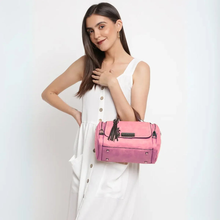 Timeless Mystique Satchel Handbag Blush Pink Side View