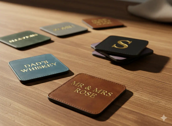 PU Vegan Leather Customized Tea Coaster Set Square – Set of 4