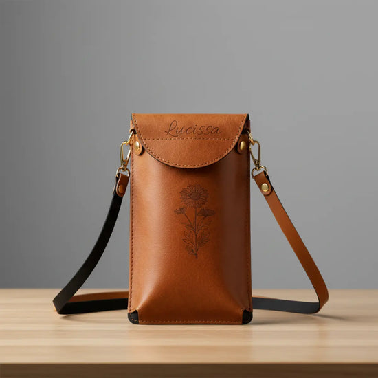 Personalized Vegan Leather Crossbody Phone Bag