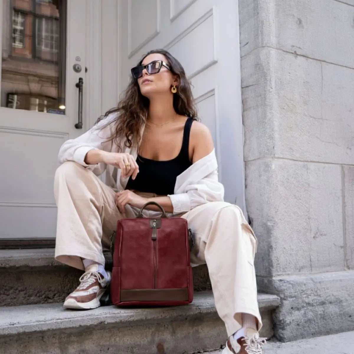 Timeless Aura Women Backpack Handbag - Wine