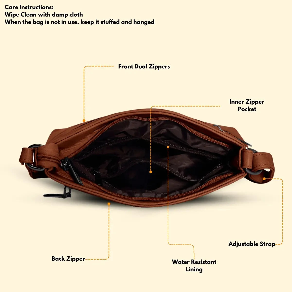 Timeless Versa Women's Sling Bag - Tan