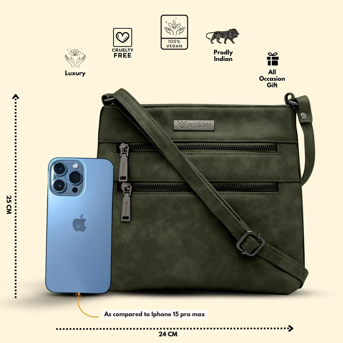 Timeless Versa Women's Sling Bag - Olive Green