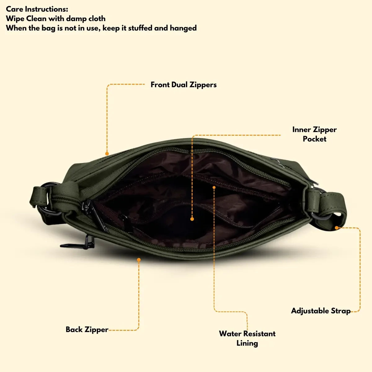 Timeless Versa Women's Sling Bag - Olive Green